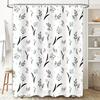 White Floral Pattern Shower Curtain Luxury Modern Bath Decor Set For Bathroom Decoration Size: 72X72In (180Cm X 180Cm)