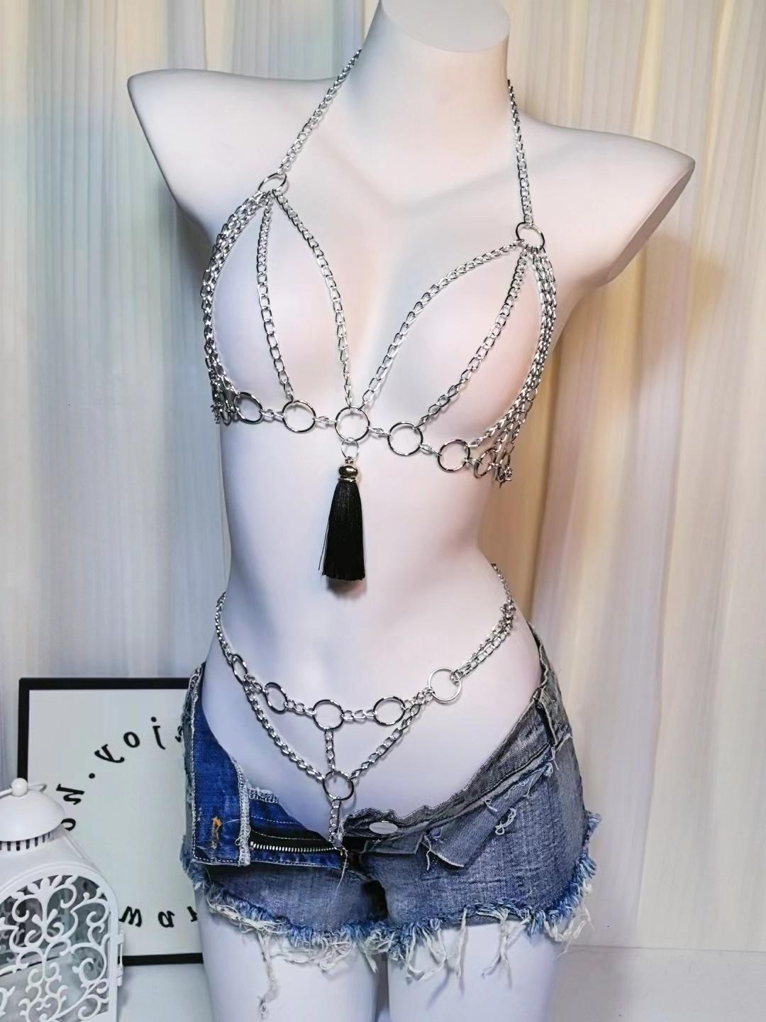 

Трехмерный чокер-бодичейн с кисточками - Сексуальный европейский и американский аксессуар для нижнего белья One Size