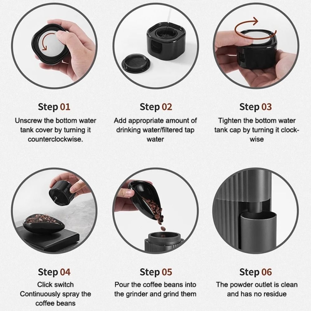 Magnetic Base Automatic Espresso Sprayer Nanos Mist Spray Bottle Coffee Powder Static Reduction