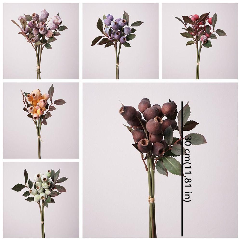 Handmade Artificial Eucalyptus Berries Green Plants Plastic Foliage Red-flowering Gum Branch Real Touch Simulation Gum-nut