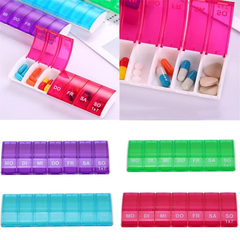 Cheap Rectangular 7-compartment One-week Pill Box Portable Sub-pill Box ...