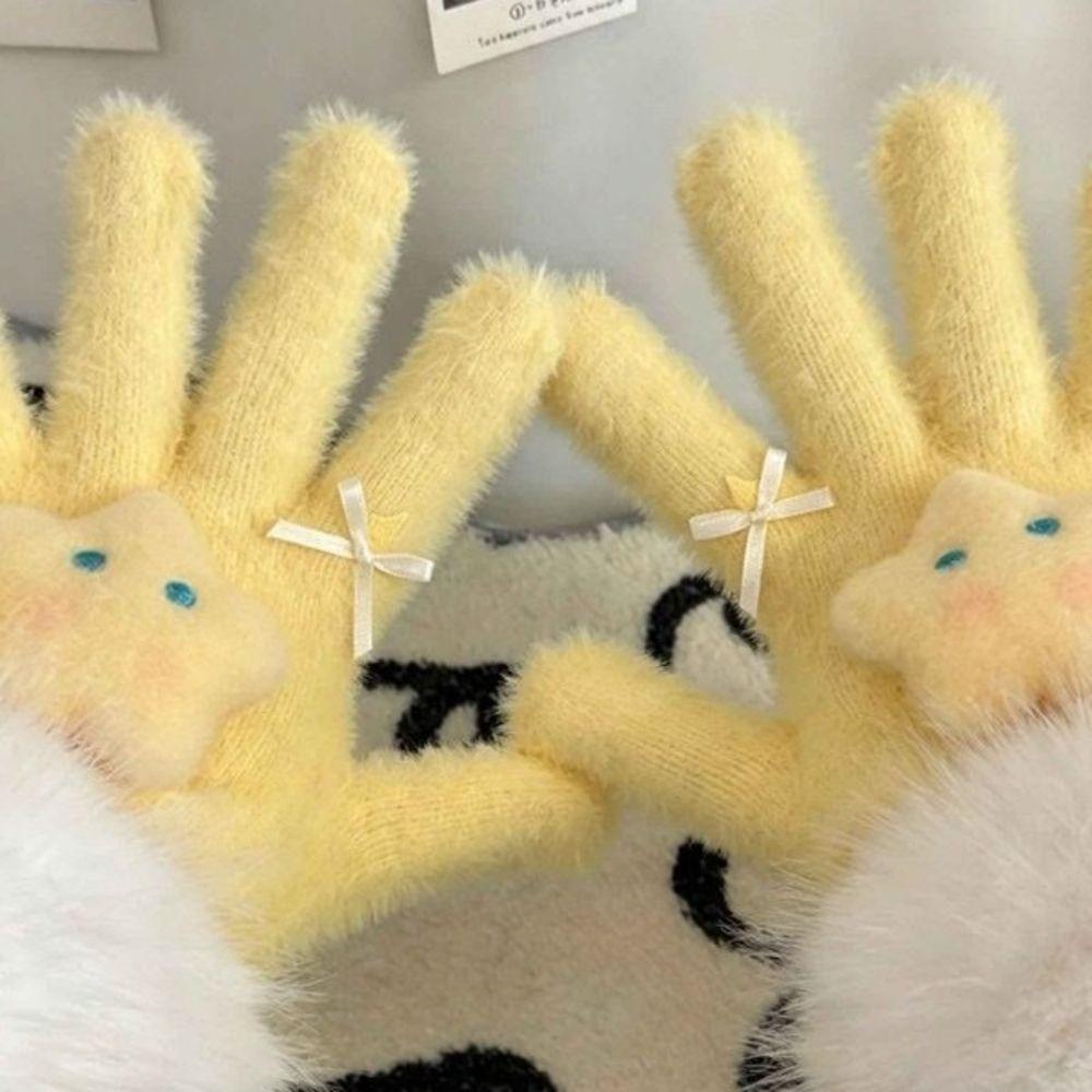 One Size Full Finger Gloves Soft Texture Girls Winter Gloves Cycling Activity