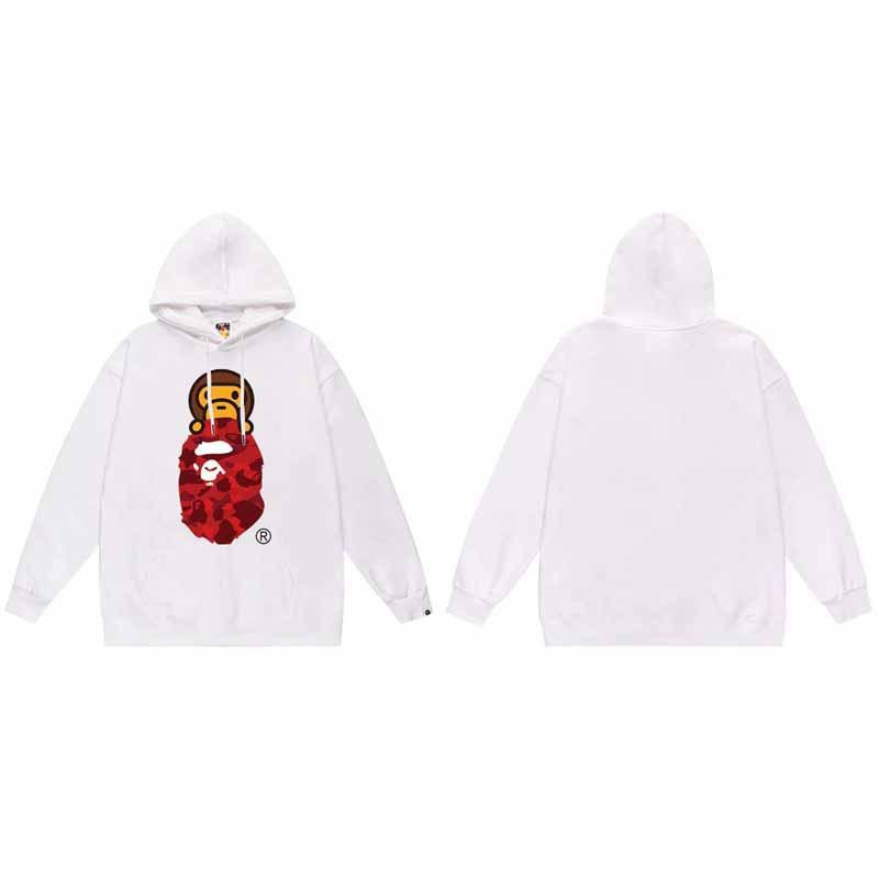 Mens Oversized Hooded Sweatshirt With Ape Head Print Heavyweight Cotton Long Sleeve Pullover Daily Wear