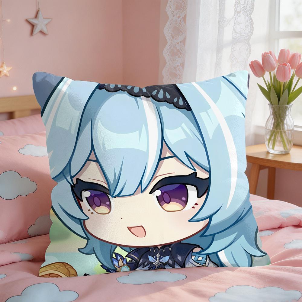 Eula Cute Cute Genshin Impact Cushion Cover Square Short Plush Pillow Case Living Room Sofa Home Decor Funda X