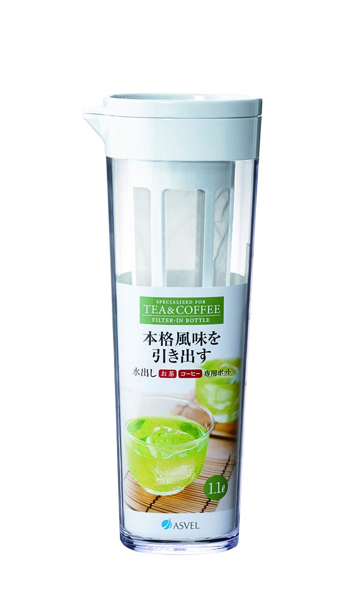 

Asvel Drink Bio D-112T Water Bottle with Filter, 1.1L, VerticalHorizontal Use, Tea Stain Resistant, White, 8039