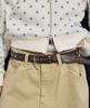 WAIKEI Studded Logo Belt Brown