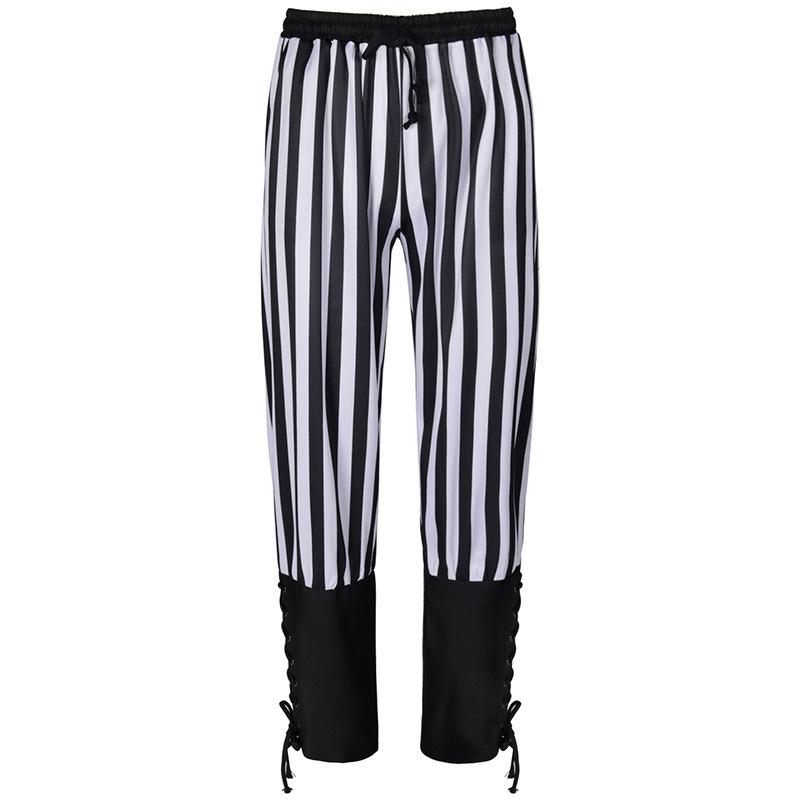2025 Men's Medieval Striped Pirate Leggings Cosplay Costume Pants