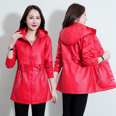 Giacca in pelle da donna Cappotto di media lunghezza Giacca in pelle casual