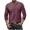 Herren Unifarbenes Henley-Shirt Langarm Lässig Knopfleiste Oberteil