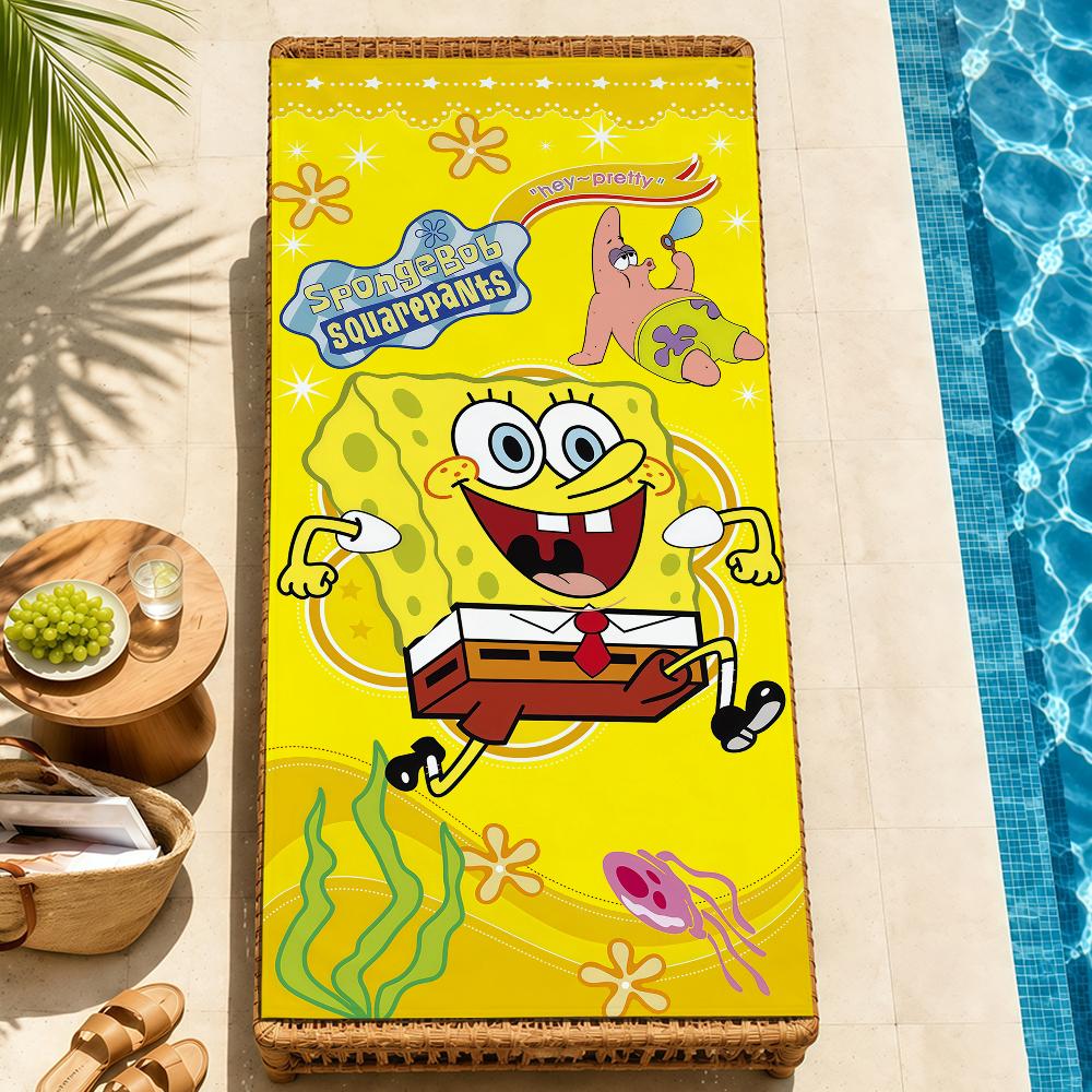 Beach Towels cute b-b-BobS-s Soft fun Quick Dry Pool cartoon s-S-S-SpongeS-eS bathing Towel Travel Gym Spa Camp sport face Gift