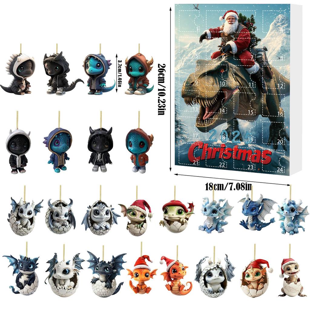 Christmas Countdown Blind Box Mini Acrylic Dragon Baby Hanging Decor For Holiday Gift Giving