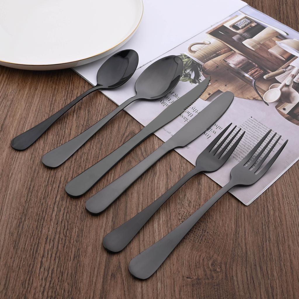6pcs Eating Rainbow Multicolors Utensil Set Dinnerware Set Cutlery Kit Fork Knife Stainless Steel Silverware Home Tableware Set