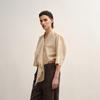 LESS 2025 Autumn Stand Collar Three-Quarter Sleeve Shirt