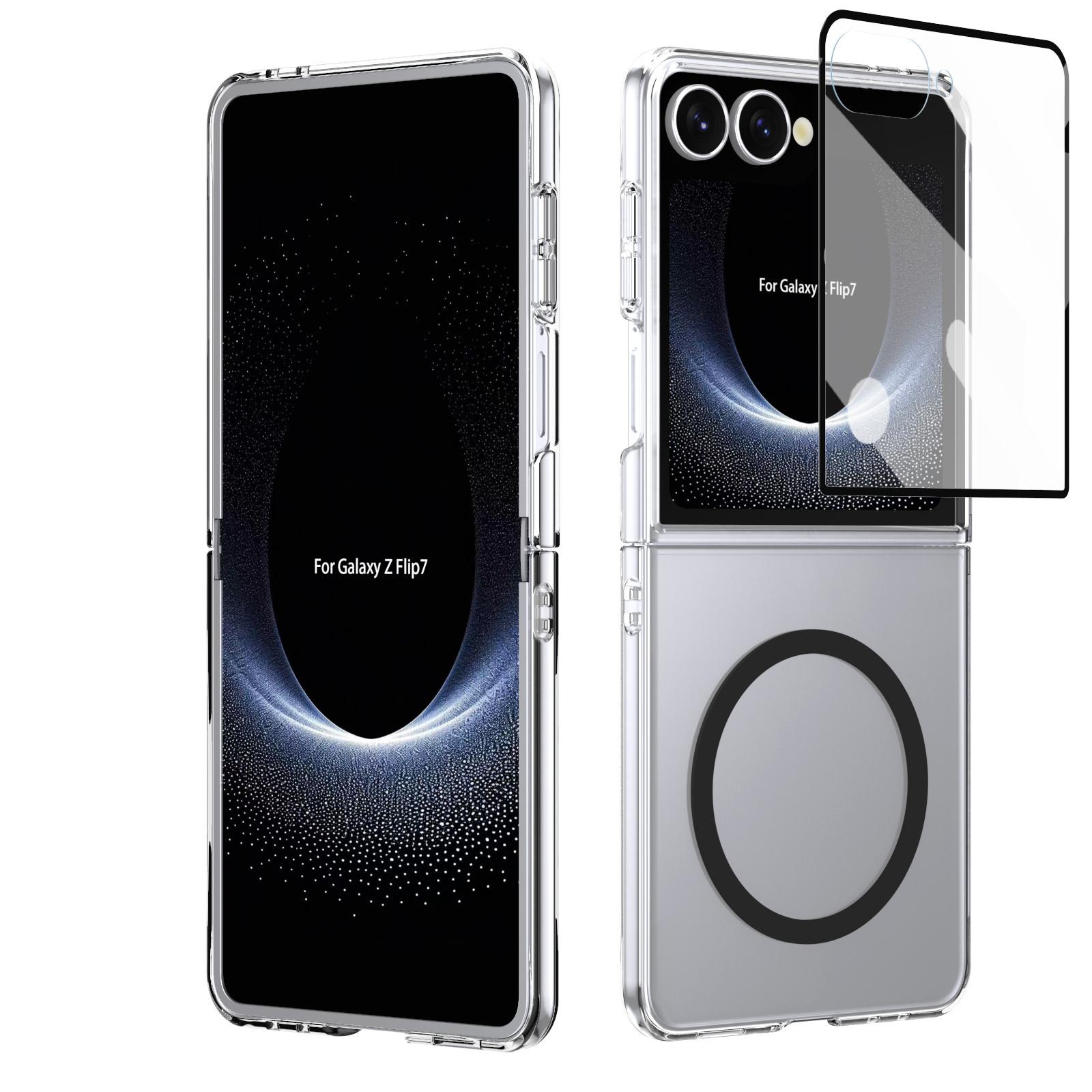 

Высококачественный прозрачный магнитный чехол для телефона для оригинального Samsung Galaxy Z Flip 7 7FE 6 5 4 3 Magsafe беспроводная зарядка противоударная защитная крышка Galaxy Z Flip 7 FE чёрный