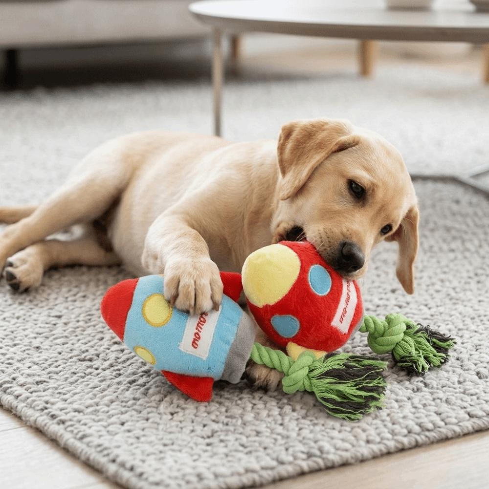 Plush Fabric Rope Knot Pet Toy Cotton Rope Knot Squeaky Chew Toy Space Pet Toy Home Entertainment