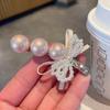 Pearl Bow Hair Clip, Duckbill Clip, Forest-Style Hair Clip for Forehead, Side Clip, Exquisite Curved Bangs Clip