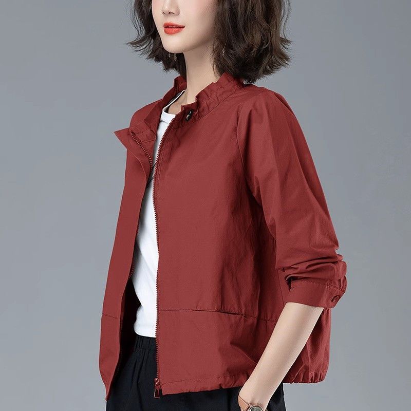 

Middle-Aged Women Spring & Fall Short Trench Coat Small Ladieswear New Winter Clothes Plus Size Casual Jacket Top Clothes Red [with lining]] XL