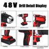 48v Electric Drill Cordless Screwdriver 2 Speed Driver Rechargeable 13000mah With 2 Li-ion Battery 3 In 1 110v 220V