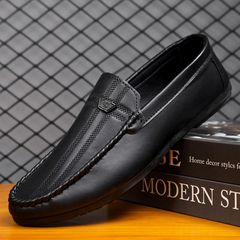 Leather shoes men's spring and summer new British style Doudou shoes men's casual shoes soft sole breathable light foot cover lazy