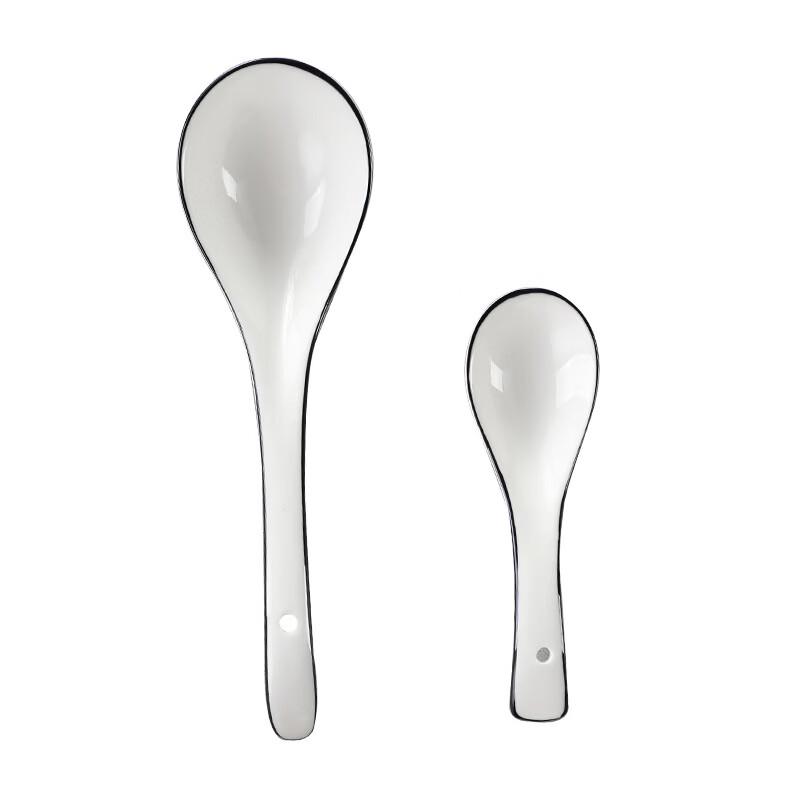 Nordic Style Black Rim Ceramic Soup Spoon