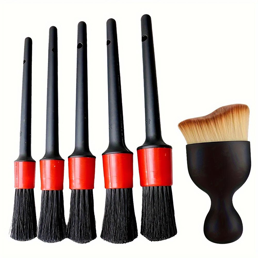 Six-Piece Car Interior Detailing Brush Set with Soft Bristles for Dusting and Cleaning Gaps and Air Vents