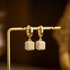 Micro Set Pearl Cube Drop Earrings Elegant High End Luxury Ear Cuffs Studs Unique Niche Earrings