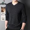FORTEI Men's 100% Pure Wool V-Neck Pullover Sweater