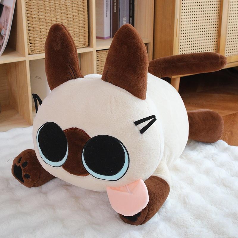 

Non-Toxic 30-60Cm Cartoon Cute Siamese Cat Plush Doll Pillow High Quality Sitting Lying Cat Plush Toy Home Decoration Gift For Children about 30-35cm