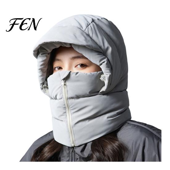 Thickened Scarf Hat Women Winter Balaclava Hat, Wind-Resistant Zipper Face Mask for Cold Warm Weather, Thermal Hooded Scraf Outdoor Ski Cycling