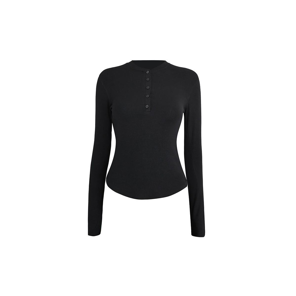 

Women s Slim Fit Breathable Knit Yoga Henley: Spring/Autumn Long Sleeve Seamless Sweat-Wicking Top M=4