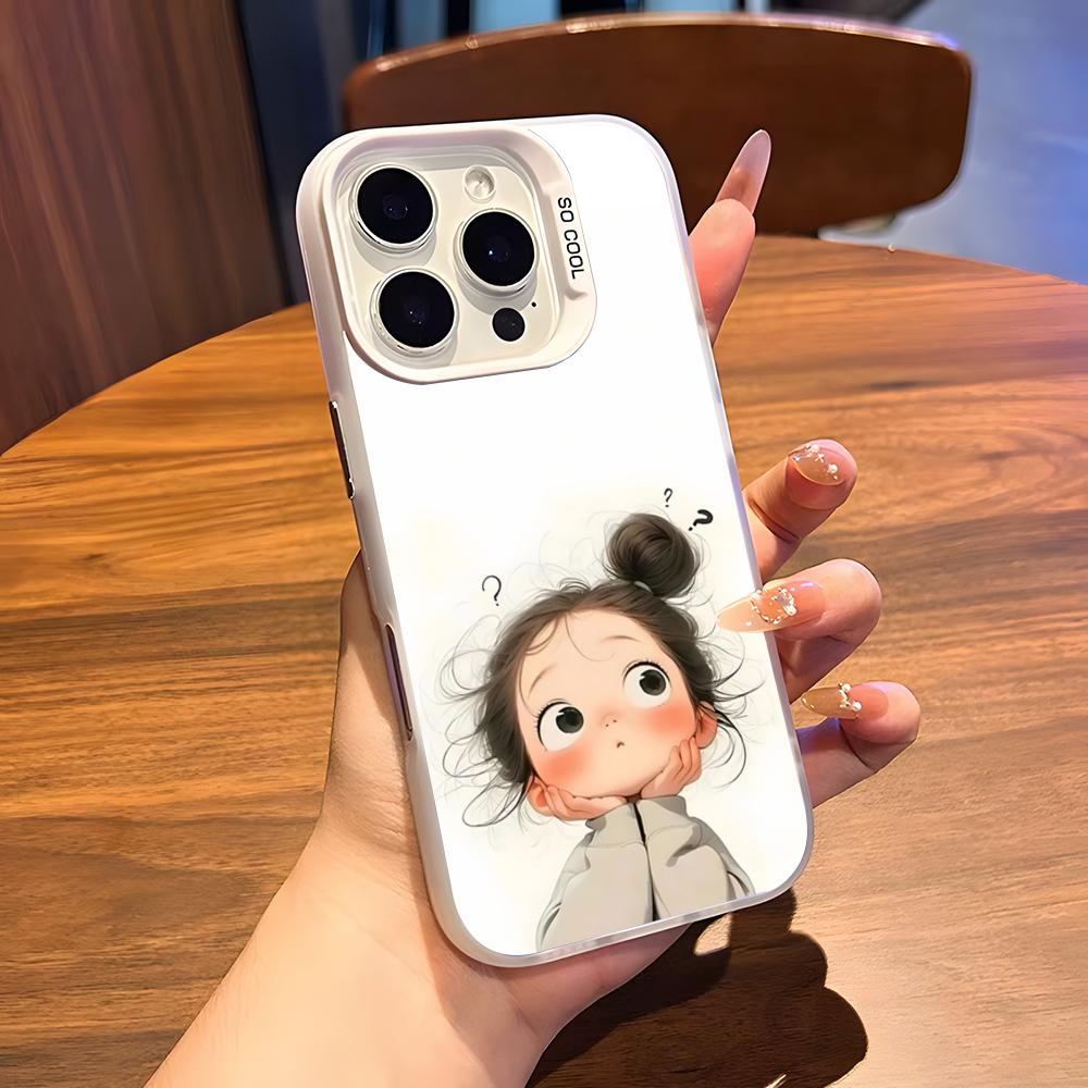 Cute Angry Little Girl Phone Case For IPhone 17 Air 16 15 14 Plus 13 12 11 Pro 7 8 XS Max XR Silver White Bumper Case