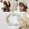 DFsucces Pearl Flower Headband, Headband, Flower Crown, Lace Hair Accessory, Stylish, Formal, Dance Costume (White)