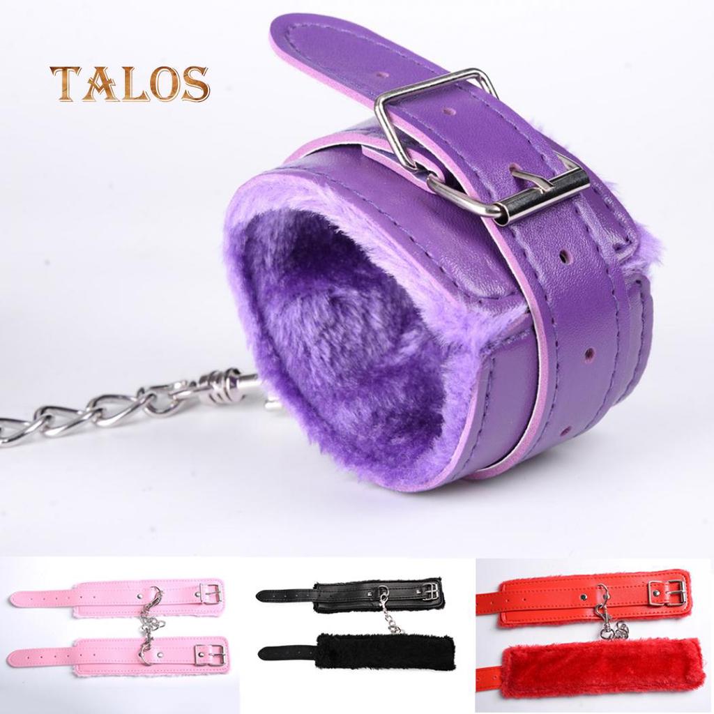 Paar Bondage Kunstleder Plüsch Manschetten Kette Erwachsene Sex Spiel Zurückhaltung Handschellen Erwachsene Produkt