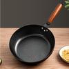Wooden Handle Hammered Iron Wok Hand Forged Frying Pan Durable Cast Iron Pan Cookware