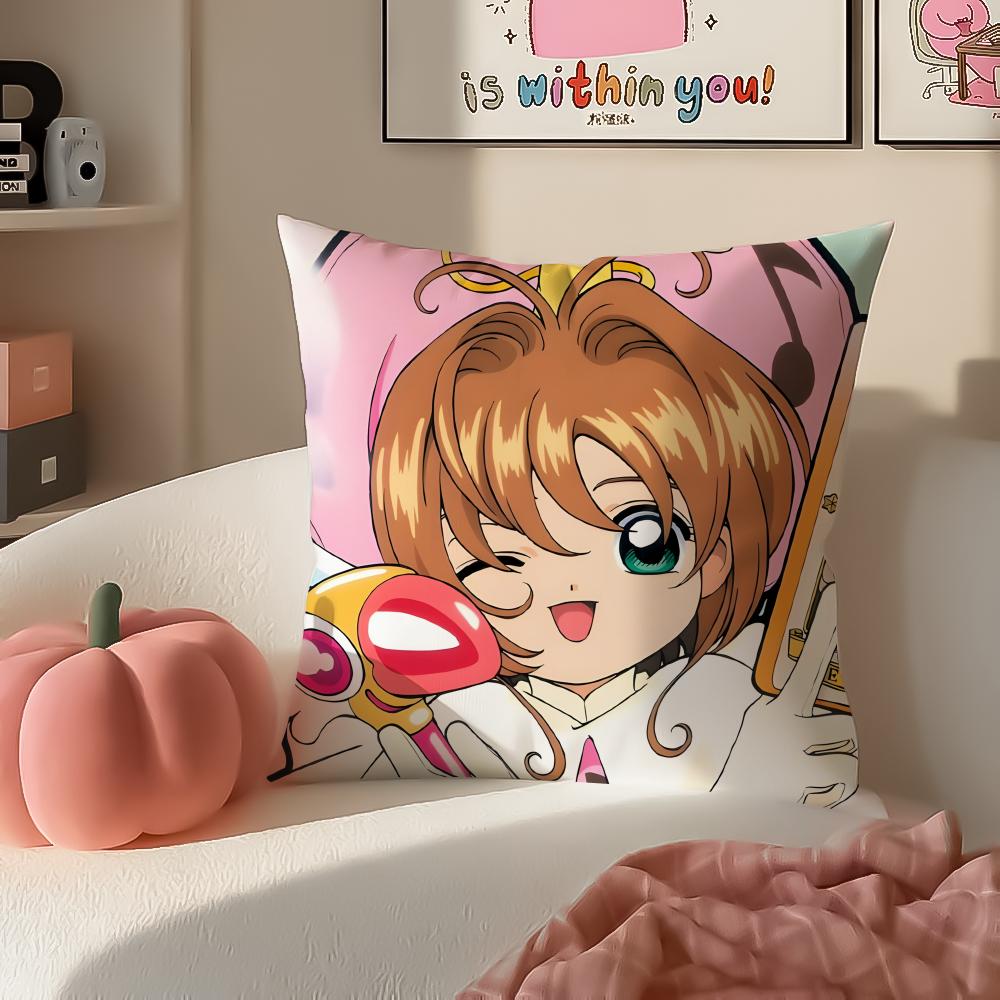 Magical Cute Japanese Anime CCardcaptor Sakura Cushion Cover Pillowcase Short Plush Invisible zipper Room Sofa Cushion Cover