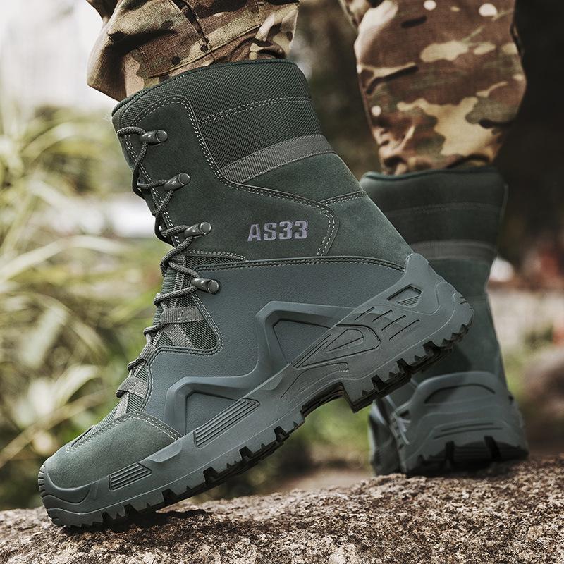 New Military Boots High-top Large-size Breathable and Wear-resistant Outdoor Camping Camping Hiking Tactical Boots Hiking Shoes