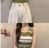 Damen Retro Gestreifte Eng Gestrickte Trägerlos-Bluse - Schmeichelndes Sommer-Design
