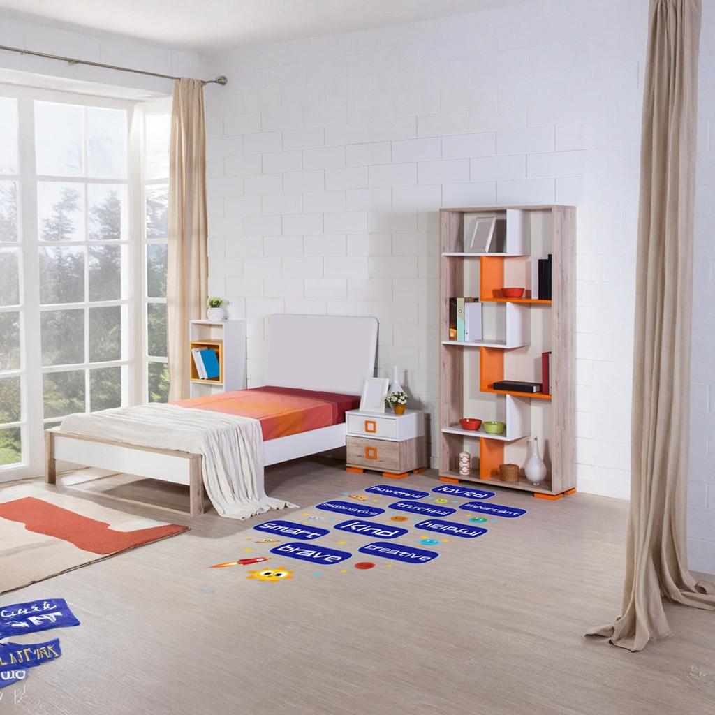 5571 Cartoon Hopscotch Floor Stickers for Kids, Kindergarten Jump Game Wall Decals