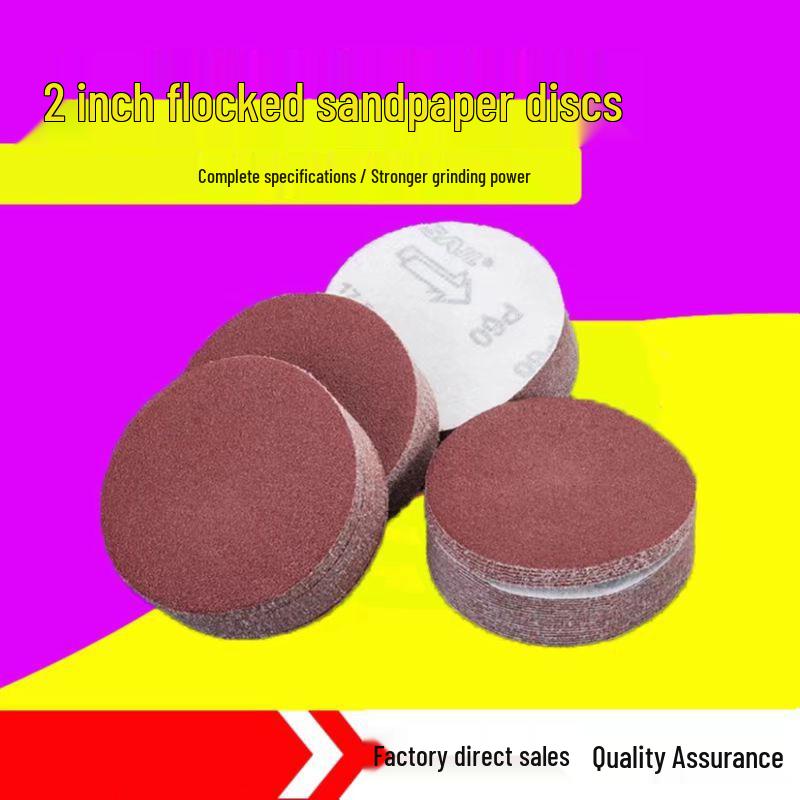 

2-Inch Self-Adhesive Flocking Sandpaper for Woodworking Polishing and Pneumatic Grinder 2 inch 180 grit red flocking