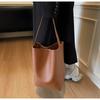 Lazy-looking Large Bag, Simple Shoulder Bag, Soft Leather Bucket Bag