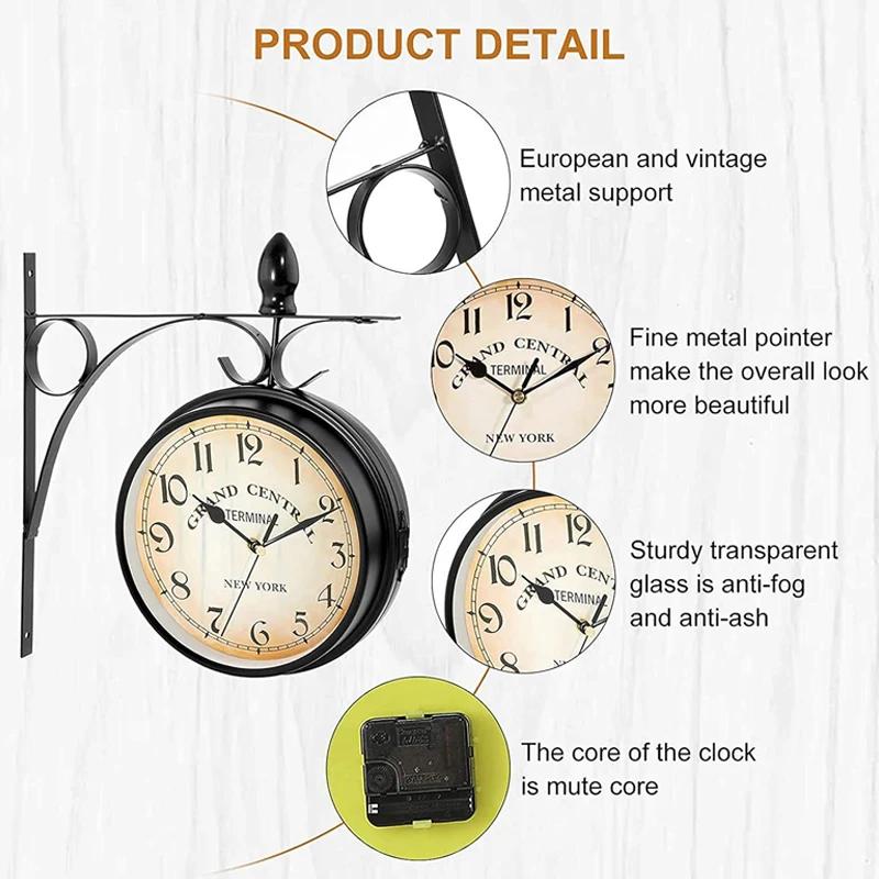 EuropeanVintage Clock Weatherproof Outdoor Large Wall Clock Pastoral Home Bedrooms Wall Clock silent indoor Study walldecoration