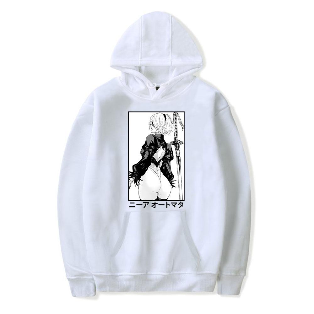 Nier 2B Gaming Waifu Anime Vintage 90er Hoodie Herren und Damen Harajuku Hip-hop Sport Frühling Sweatshirt Pullover Oberbekleidung