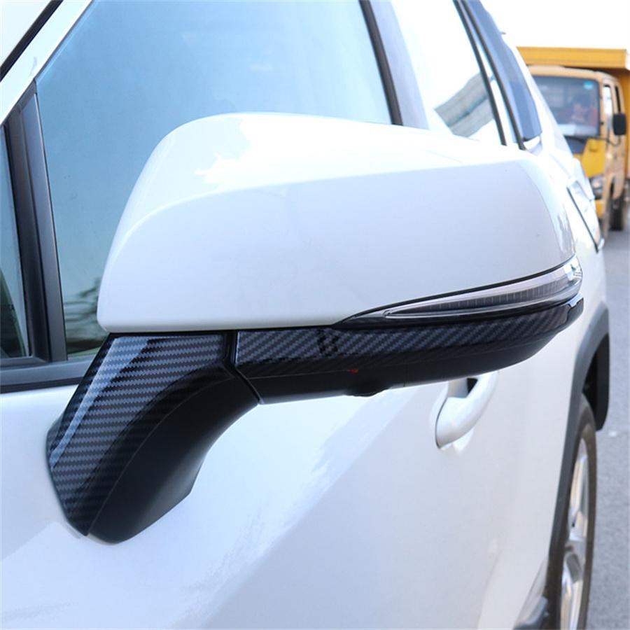 Exterior Side Rear View Mirrors Cover Trim For Toyota RAV4 2019-2021 Left-hand-driver Carbon Fiber Style