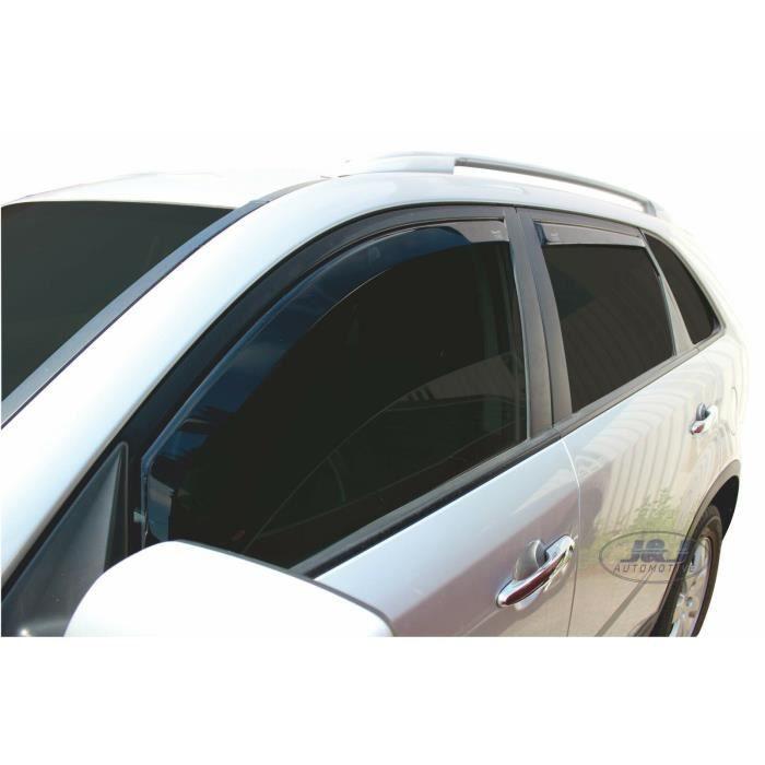 Déflecteurs d'air - J&amp;J AUTOMOTIVE - Kia Sorento 2 - Fumé - Acrylique renforcé - Installation facile