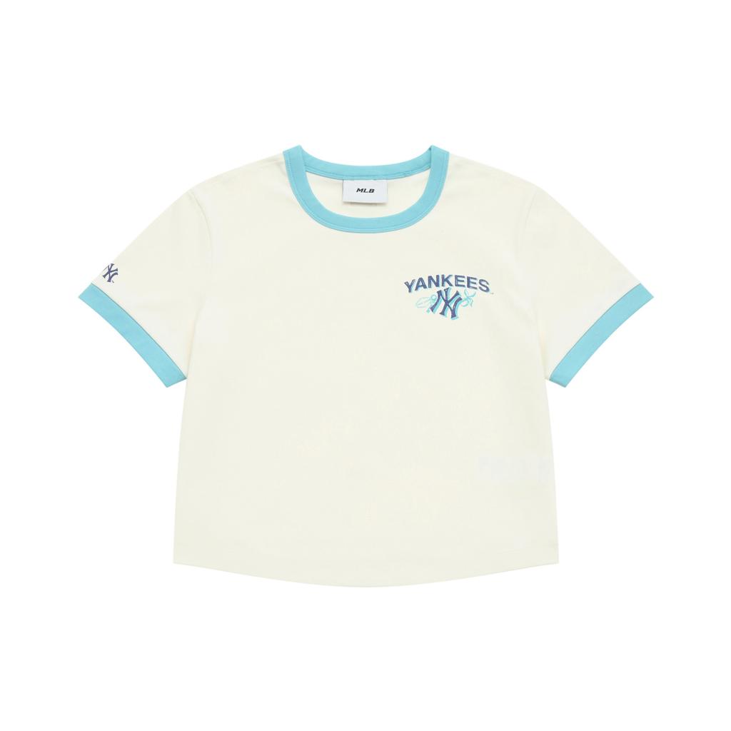 MLB New York Yankees Slim Fit Basic Casual Sports Comfortable Fashion Round Neck Short Sleeve T-Shirt Women T-Shirts Off-White 3FTSA0353-50CRS