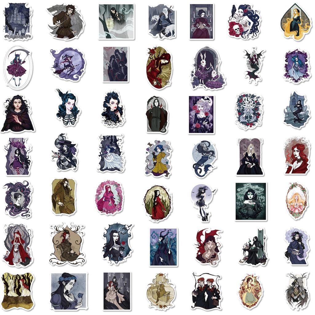 Pick Up Leaks! 50 Sheets Of Black Fairy Tale Series Dark Wind Stickers Suitcase Black Creative Personalized Body Stickers