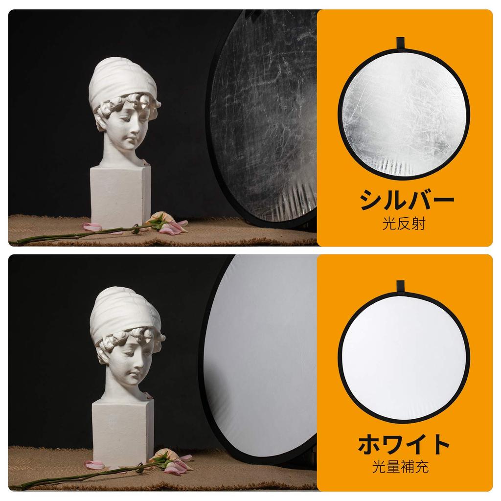 TARION Photography Circular Reflector 80cm Diameter Foldable Silver and White