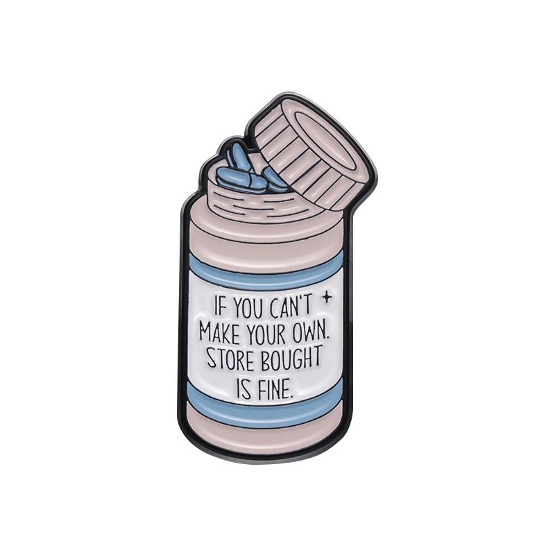 Cartoon Medicine Bottle Alloy Brooch: European & American Style Enamel Badge for Clothes & Bags