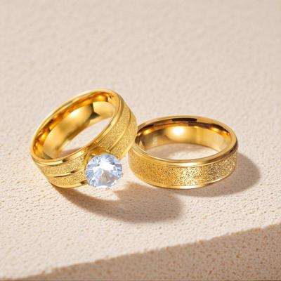 Frosted Stainless Steel Couple Matching Rings - Simple Style Wedding Bands