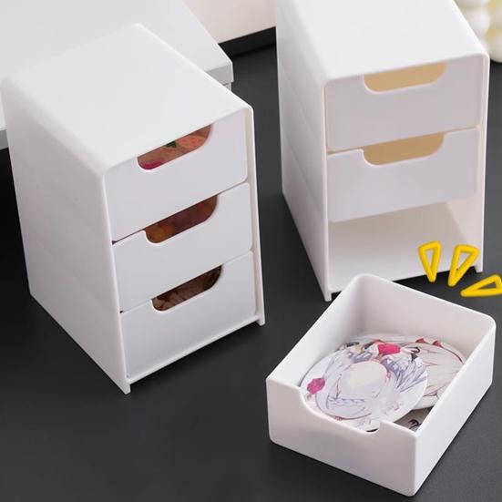 1 Set Desktop Storage Box Modular 3-Drawer Organizer Scratch-Resistant Desk Drawers for Jewelry Stationery Cosmetics Storage And Organization